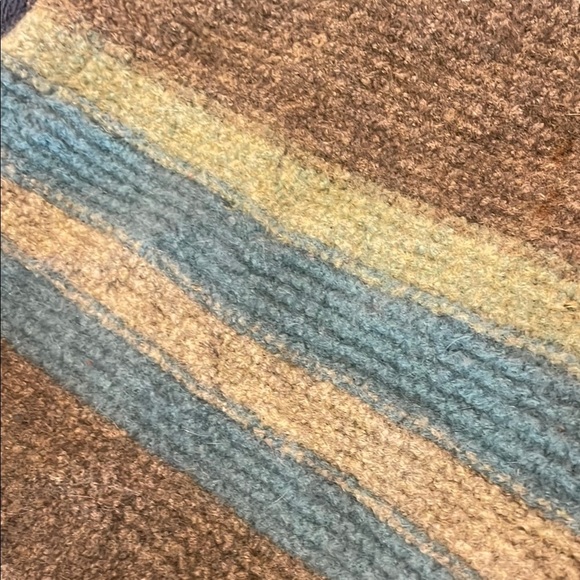 Striped olive green and Blue wool Woven Shoulder Bag handmade - Picture 3 of 8